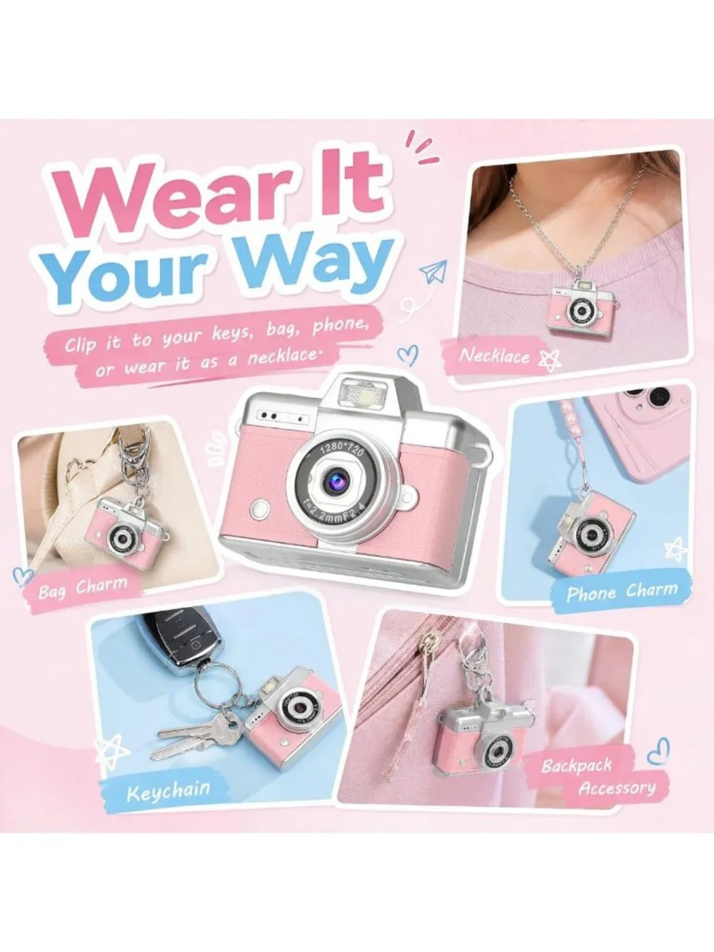 Compact Mini Flip Screen Digital Camera, 1080P Video, USB-C, Retro Pocket Size